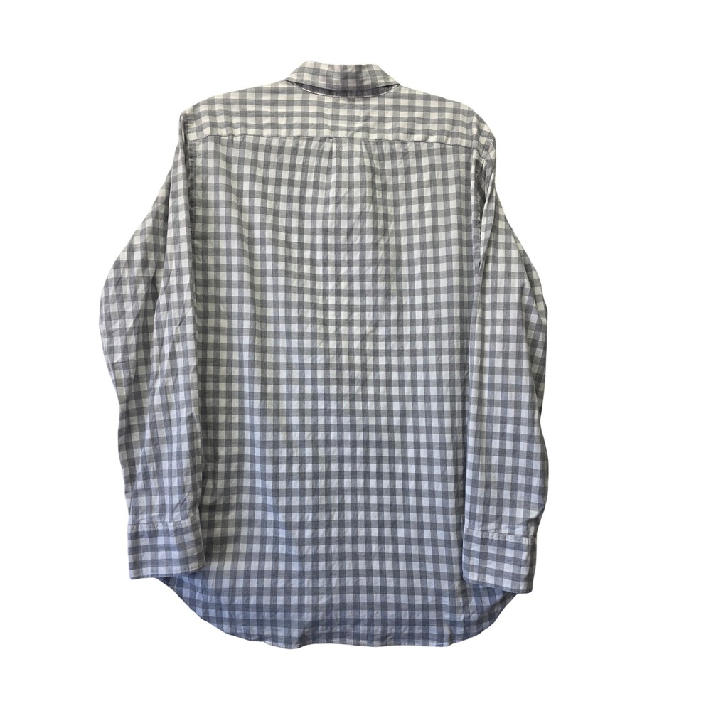 J.Crew Secret Wash Shirt Mens Medium Grey Gingham Organic Cotton Stretch Classic - Picture 2 of 11